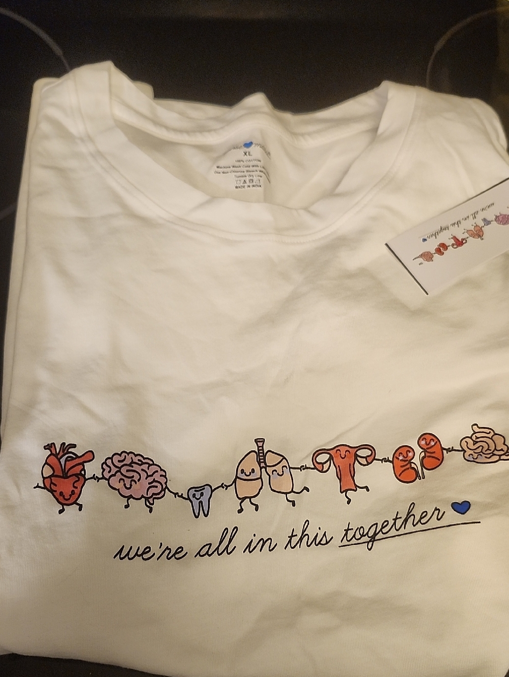 Nurse Mates White Kids Graphic Tee with Colorful Organ Friends